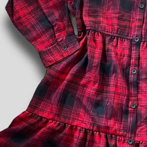 PRIMARK NWT TIERED 90s GRUNGE GORPCORE VIBES PLAID FLANNEL DRESS RED - 6 - Picture 6 of 12